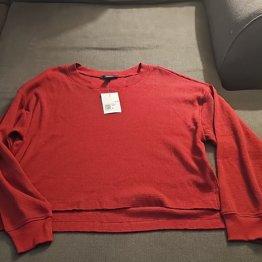 Forever 21 Burgundy Ribbed Knit Top